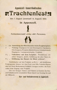 Programmblatt des Appenzeller Trachtenfestes 1904